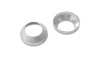 Two Vibrant 30 degree conical seals with 19.55mm ID, aluminum, shown from angled front view on white background.