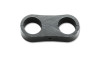 Vibrant 1.18in billet aluminum line separator, top down view showing two round mounting holes, black anodized finish