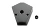 Vibrant billet aluminum Y-block fitting, front view showing 1/2in NPT ports and small 1/8in NPT plug beside it.