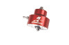 Aeromotive billet adjustable fuel pressure regulator, red anodized body with side barb fitting and top adjuster screw