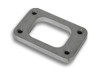 Vibrant T3/GT30R turbo inlet flange, T304 stainless, 1/2in thick, angled view showing tapped bolt holes
