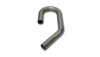 Vibrant 2.25in O.D. T304 SS U-J mandrel bent tubing, curved exhaust pipe with open ends shown at an angle