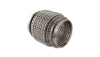 Vibrant SS flex coupling with interlock liner, angled view showing braided mesh body and both crimped ends.