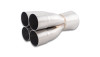 Vibrant 4-1 merge collector, four 2.50in inlet tubes joining into single 4.00in outlet, brazed weld visible