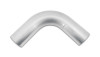 Vibrant 321 stainless steel 90 degree mandrel bend, 2.50in OD, brushed metal tube shown at side angle