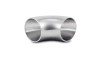 Vibrant 1.5in OD T304 SS 90 deg mandrel bend elbow, brushed steel, front three quarter view