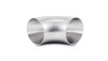 Vibrant 4.0in OD T304 stainless steel 90 degree mandrel bend elbow, polished tube with open ends shown