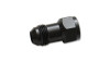 Vibrant -16AN female to male extender fitting, black anodized, hex body with flared male end shown at an angle
