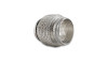Vibrant SS flex coupling, 3in x 4in, angled view showing mesh braid exterior and interlock liner inside bore