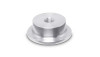 Vibrant M8 x 1.0 stand off weld bung, aluminum, angled view showing threaded center hole and flared base