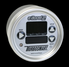 Turbosmart eB2 66mm boost controller gauge, silver face, front angle view with mode and setup buttons