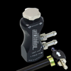 Turbosmart GBCV In Cabin Black boost controller with barbed fittings and T piece adapter shown