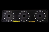 Haltech Triple Switch Panel gauge face, three clock style dials numbered 1 to 12, Haltech and HT-010508 logos