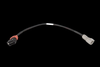 Haltech RB30 CAS sub-harness, black braided cable with connectors on each end, white label at center