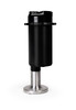 Aeromotive Stealth brushless fuel pump module, side view, black motor housing on stainless mounting base