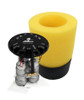 Aeromotive Phantom Trifekta in-tank fuel pump with round black top plate, dual pumps, and yellow foam sock filter