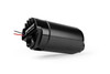 Aeromotive Brushless Eliminator fuel pump, black cylindrical body, side view showing wiring and inlet fitting