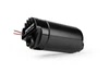 Aeromotive brushless spur 3.5 fuel pump, angled view showing inlet fitting and red, black wires