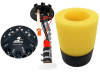 Aeromotive 340 Phantom fuel system showing top mounting plate, wiring, pump assembly and yellow foam sleeve
