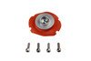 Aeromotive EFI Regulator Repair Kit, top view of diaphragm with aluminum cap and four hex bolts