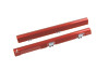 Aeromotive 03-07 Chrysler 5.7L HEMI fuel rails, pair shown from above, red anodized finish with mounting clips