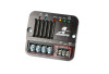Aeromotive Pump Speed Controller, top angled view showing set/tach dials, status LEDs, and terminal blocks