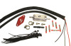 Aeromotive Ford 4.6L fuel pressure sensor relocation kit with hose, red mount, fittings, wire connectors and zip ties