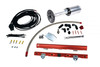Aeromotive C6 Corvette fuel system kit, A1000 pump, red LS7 fuel rails, wiring, hoses and fittings laid out