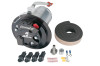 Aeromotive Eliminator in-tank stealth fuel pump kit, front view with foam seal, fittings and wire connectors