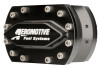 Aeromotive spur gear fuel pump, black billet housing with hex bolt pattern, 7/16in hex, 17gpm, angled front view