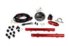 Aeromotive Stealth Fuel System kit for 05-09 Mustang GT 5.0L, showing A1000 pump, fuel rails, fittings and wiring harness