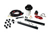 Aeromotive Stealth Eliminator fuel system kit, overhead view showing tank, fuel rails, regulator, wiring, fittings