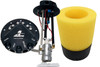 Aeromotive Phantom 450 fuel system for Silverado, showing black sender plate, pump assembly, yellow foam sock