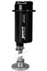 Aeromotive Brushless Eliminator in-tank fuel pump, black cylindrical body on metal mounting base and stand