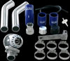 HKS Super SQV 4 blow off valve return kit, with piping, hoses, clamps and mounting bracket laid out