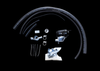 HKS SSQV4 Black Return Kit Plus VAG/VMG, hoses, blow off valve, clamps, and fittings laid out