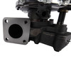 IHI F58VED-S0026B turbocharger, close up of flange inlet with bolt holes, cast turbine housing visible