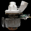 BorgWarner S430V097 turbocharger, side view showing compressor housing, actuator, and mounting flange