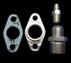 Boost Lab T6/Large Frame Turbo Oil Fitting Kit showing gasket, flange, and two NPT fittings