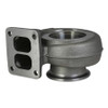 BorgWarner S200 turbine housing, 1.27 A/R, side view showing divided T4 inlet flange and V-band outlet.