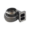 Borg Warner S400SX4 turbine housing, T6 twin scroll flange, cast iron volute, angled view
