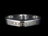 Boost Lab billet GT series turbo oil drain flange, front view showing threaded 1/2 NPT center port and two bolt holes