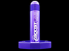 Purple billet T3/T4 extended turbo oil drain flange from Boost Lab, front view showing threaded -10 AN fitting and base plate.