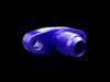 Boost Lab billet T3/T4 turbo oil drain flange, purple, side angle showing AN threaded fitting and mounting hole.