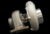 BL6662X billet turbocharger, side view showing cast turbine housing, compressor cover and mounting flange.