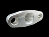 Boost Lab Billet T3/T4 Turbo Oil Drain Flange, -10 AN, angled view showing three machined bores
