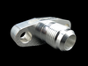 Boost Lab billet T3/T4 turbo oil drain flange, -10 AN fitting, angled view showing bolt hole and threads