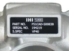 IHI VF40 turbo close up of the ID label showing part number, serial number, and S.SPEC VF40
