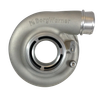 BorgWarner SX E Style compressor cover for EFR 9174/9180, angled view showing outlet flange and clamp