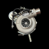 Boost Lab VF48-HF turbocharger, front angled view showing compressor wheel, wastegate actuator and hoses.